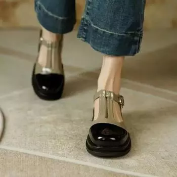 Женская обувь с круглым носком сандалии для женщин массивная летняя обувь на платформе 2024 года закрытый толстый каблук блок открытый нескользящий горячий 35