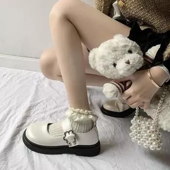 Женская обувь с круглым носком в японском стиле Лолита Женская обувь Off White Gothic Loafers Милые туфли Мэри Джейн Kawaii со стильным дизайном 35