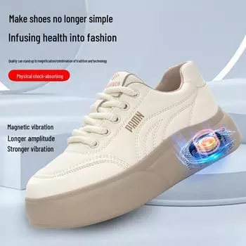 Женская обувь с магнитным вибрационным массажем 2024 года — повседневная, универсальная спортивная обувь на толстой подошве белого цвета с бархатом Size 37