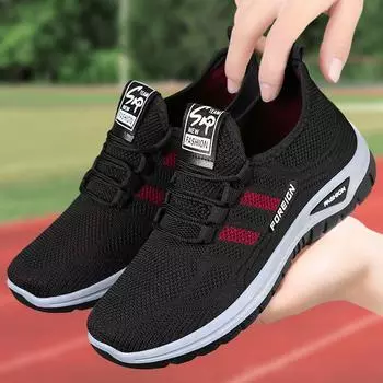 Женская обувь с мягкой подошвой, не утомляющей ноги. Летние новые туфли на толстой подошве, повседневная обувь, удобная спортивная обувь с низким вырезом 36 чёрный