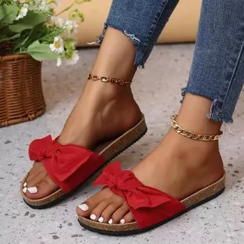 Женская обувь с открытым носком, женские тапочки, повседневные тапочки для улицы, женские тапочки с леопардовым принтом и галстуком-бабочкой, большие размеры, плоская подошва с сандалиями 36