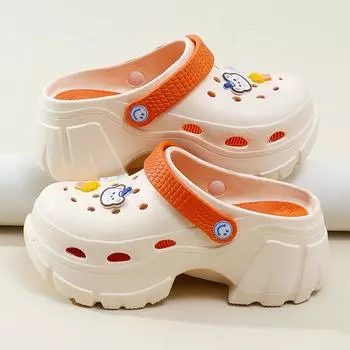 Женская обувь с отверстиями, летняя верхняя одежда, пляжные тапочки, сандалии из ЭВА, тапочки, женская пляжная обувь, женская садовая обувь на толстом высоком каблуке 37-38(fit 36-37)