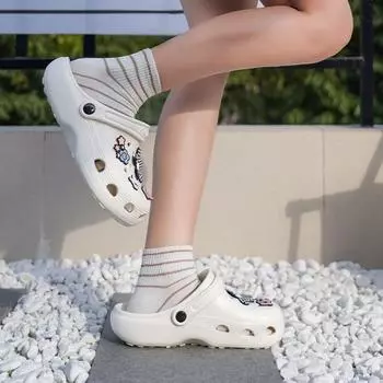 Женская обувь с полыми отверстиями, модные сезонные тапочки с героями мультфильмов, уличная пляжная обувь 40-41 белый