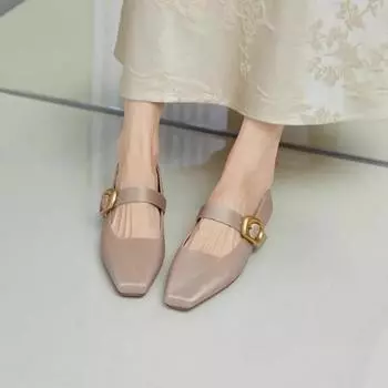 Женская обувь с пряжкой и ремешком на высоком каблуке, модные туфли на плоской подошве для офиса и карьеры, новые туфли с квадратным носком на твердом каблуке для женщин 35