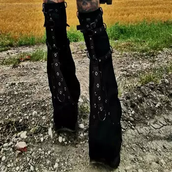 Женская обувь с рукавами для ног, ботинок с манжетами, аксессуары для обуви, свободное платье, уличная одежда до бедра, в готическом стиле S чёрный