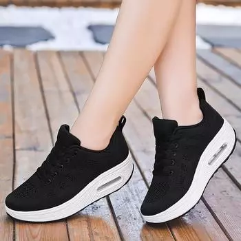 Женская обувь с сеткой, весенне-летняя новая дышащая однослойная обувь. Женская красивая легкая, удобная модная спортивная обувь на толстой подошве. 35