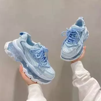 Женская обувь с толстой подошвой и воздушной подушкой Jelly, увеличивающая рост, новинка 2024 года, нишевая повседневная спортивная обувь для пап. 35