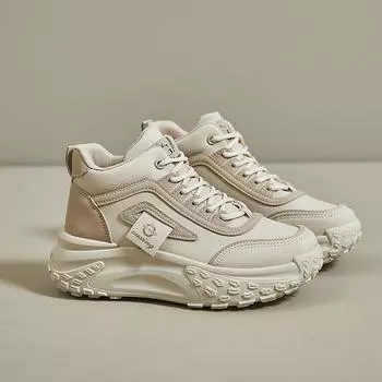 Женская обувь с высоким берцем, осень 2023, новые студенческие кроссовки для бега, повышенная повседневная обувь 35 чёрный