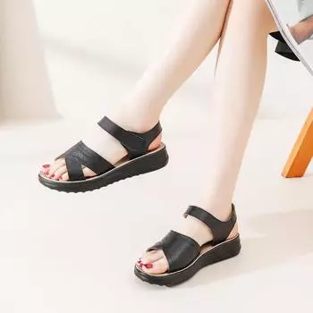 ~~ Женская обувь сандалии для мамы летние новые кожаные нескользящие удобные с мягкой подошвой сандалии для среднего и пожилого возраста женские 35