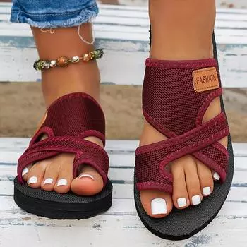 Женская обувь Сандалии Летняя удобная обувь для ходьбы Женская обувь в стиле ретро Вечерняя женская обувь Слипоны Женская обувь Тапочки 35 красный