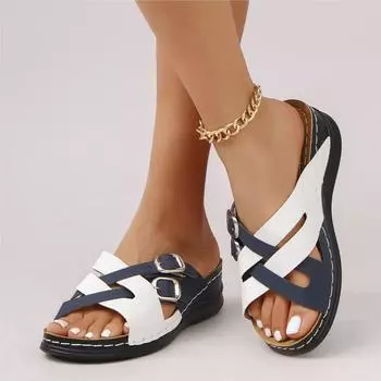 Женская обувь Сандалии Летняя удобная женская обувь Туфли без застежек Женская обувь на танкетке Элегантная женская обувь-тапочки 36 зелёный