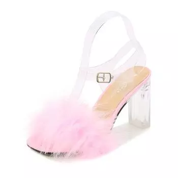 Женская обувь Сандалии на прозрачном высоком каблуке с пряжкой серии B88 Каблук 9 см LFD 35 белый