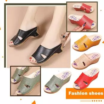 Женская обувь Сандалии на танкетке, однотонные дышащие тапочки с открытым носком и открытым носком 36 бежевый