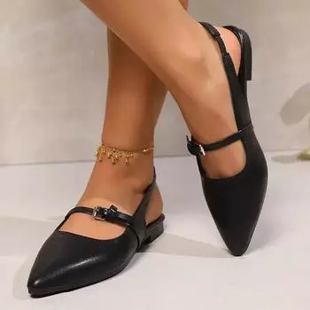 Женская обувь Сандалии с закрытым носком Женские сандалии больших размеров Офисные сандалии Женские Сандалии с ремешком и острым носком на низком каблуке Туфли-слипоны Женские 35