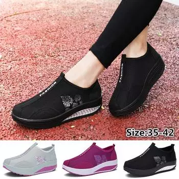 Женская обувь Shake Shoes Повседневная сетчатая обувь Кроссовки для фитнеса Кроссовки на платформе Дышащие и удобные 35 чёрный