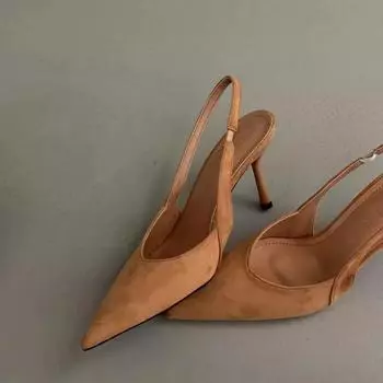 Женская обувь Slingbacks Женские туфли на высоком каблуке Модные туфли-лодочки Женские сандалии с острым носком и тонким каблуком 35