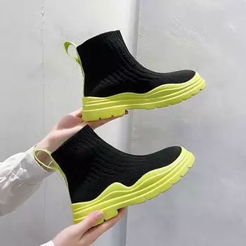 Женская обувь Slip on Женская обувь Сетчатые дышащие высокие ботильоны на платформе Зеленые ботильоны Y2k Fashion Casual 2024 Новинка 39 35