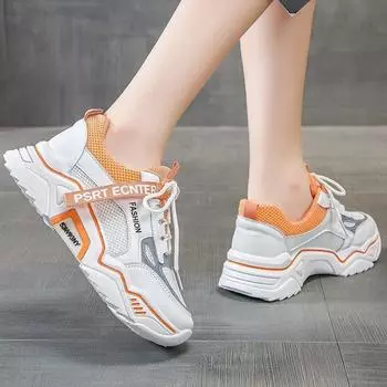 Женская обувь смешанной партии, осенняя резиновая обувь с мягкой подошвой и сеткой, дышащая спортивная обувь на платформе, спортивная обувь для отдыха, женская обувь для папы 35