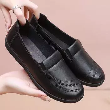 Женская обувь среднего и пожилого возраста на весну и осень. Мамины туфли-лоферы с мягкой нескользящей подошвой. Удобные туфли без застежек на плоской подошве для бабушек. 35