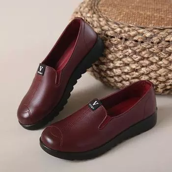 Женская обувь среднего и пожилого возраста, весенняя, новая, кожаная, повседневная, уличная обувь, одинарные туфли, низкая, мягкая подошва, одна педаль, удобная, для мам 35