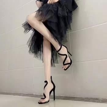 Женская обувь Strip Pole Dance Stiletto женские сандалии сексуальные черные с открытым носком тонкие каблуки дешевая ликвидация корейская роскошь лето или H 34