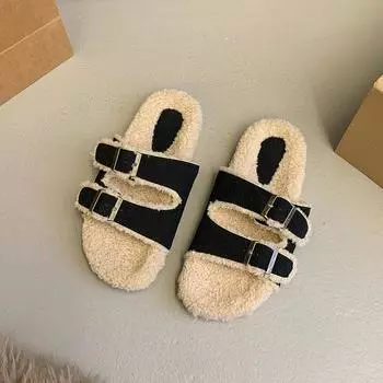 Женская обувь Тапочки Повседневные шлепанцы Меховые шлепанцы Платформа 2024 Роскошные плоские плюшевые тапочки Повседневная обувь Шлепанцы Тапочки женские Fu 35