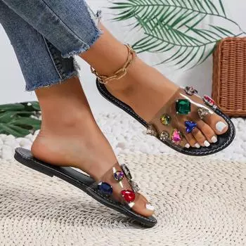 Женская обувь Тапочки Стразы Туфли Сандалии Женские шлепанцы Тапочки Wild Diamond chanclas mujer шлепанцы женские 42