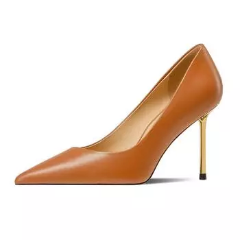 Женская обувь Temperament Pointed Head Тонкий каблук Высокие каблуки Воловья кожа Ниша Текстура Модные одинарные туфли Женщины 34 чёрный