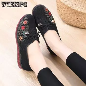 Женская обувь, тканевые туфли в старом Пекине, летняя обувь для мам с мягкой подошвой, обувь среднего возраста 36 чёрный