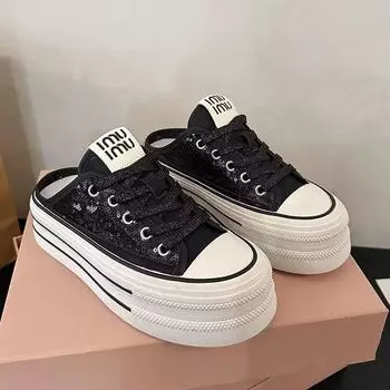 Женская обувь, тренд 2024, повседневная обувь на платформе, женская верхняя одежда, модные массивные кроссовки, женские тапочки на шнуровке 35 серебряный