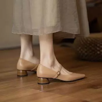Женская обувь Туфли Мэри Джейн с острым носком и квадратным каблуком Scarpe Donna Con Tacco Туфли Лолита Туфли-лодочки Женская обувь Zapatos 37