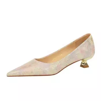 Женская обувь универсальная, низкий каблук 3 см, неглубокий носок, заостренный носок, тканевая поверхность с цветочным узором, весна-осень, новая женская обувь DS-230-19 34