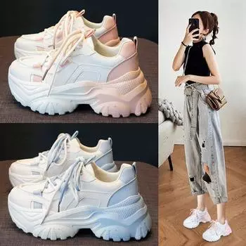 Женская обувь, универсальная обувь, белые туфли на платформе, спортивная обувь 35 розовый