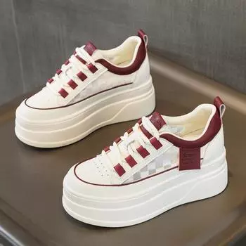 Женская обувь, увеличивающая рост изнутри, осенняя, новая, сетчатая, дышащая, толстая подошва, нескользящая, универсальная, повседневная, вулканизированная обувь 35