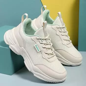 Женская обувь Весенняя сетчатая дышащая полностью черная спортивная обувь Женские кроссовки с мягкой подошвой Повседневная белая обувь 35 розовый