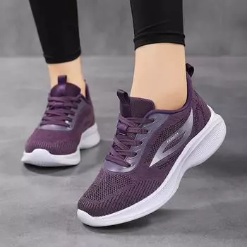 Женская обувь Весна и осень Сетчатая дышащая спортивная обувь Повседневная обувь Одиночные туфли Легкие студенческие кроссовки Мягкая подошва Дорожная обувь 35 фиолетовый