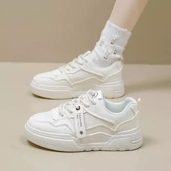 Женская обувь Весна Модные универсальные белые туфли на платформе Весна и Осень Обувь для отдыха на доске 36