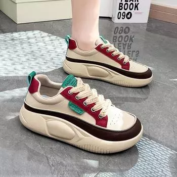 Женская обувь Весна Новинка Высокие белые туфли Женские высокие повседневные туфли на платформе 35