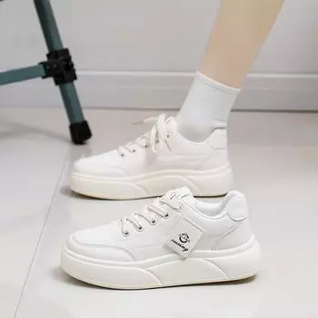 Женская обувь Весна Новые белые туфли Студенческие туфли Универсальные туфли с толстой подошвой Повседневная обувь Весна и осень 35