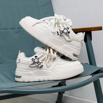 Женская обувь Весна Новые белые туфли Студенческие туфли Ins Модные универсальные туфли с толстой подошвой Повседневная обувь Весна и осень 35 белый