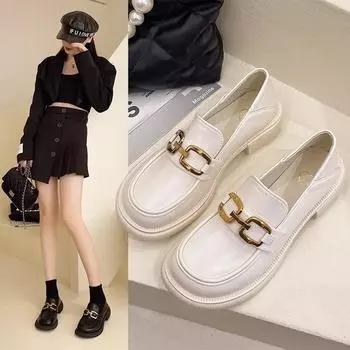 Женская обувь Весна Новые женские мокасины с круглым носком Британский стиль Туфли в студенческом стиле Простые и универсальные туфли-лодочки для девочек 35
