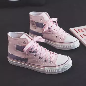 Женская обувь Высокие милые розовые парусиновые туфли для женщин Летний ретро-стиль Студенческие универсальные женские кеды zapatos de mujer 35