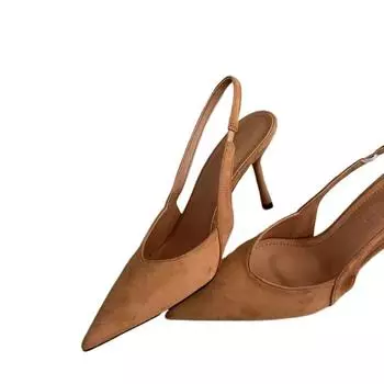 Женская обувь Высококачественные слинги Женские туфли на высоком каблуке Модные слипоны Офис и карьера Сексуальные с острым носком Носок Сандалии 35