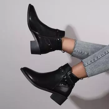 Женская обувь Высококачественные женские ботинки на молнии с модными заклепками для офиса и карьеры Фирменные новые однотонные ботильоны с круглым носком Zapatos 36 малиновый