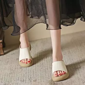 Женская обувь Высококачественные женские тапочки с открытым носком Повседневные тапочки Женские сандалии с круглым носком и средним каблуком 35 покинуть белый