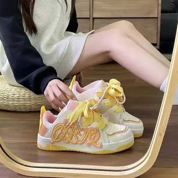Женская обувь в гонконгском стиле, обувь с толстой подошвой Mandarin Duck Design, весна и осень, новые повседневные спортивные туфли 35
