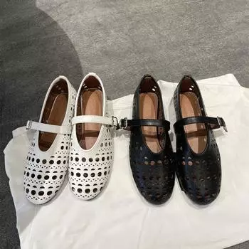 Женская обувь в стиле Лолиты, роскошные женские неглубокие круглые балетки, модная обувь с открытым носком, новая женская танцевальная обувь на плоской подошве 35