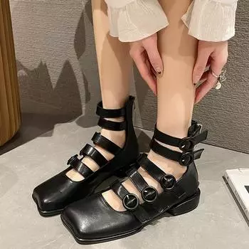 Женская обувь в стиле панк с пряжкой, весна-лето 2022, новейшие женские сандалии, туфли-лодочки, дизайнерские модные женские мокасины, обувь для женщин в готском стиле