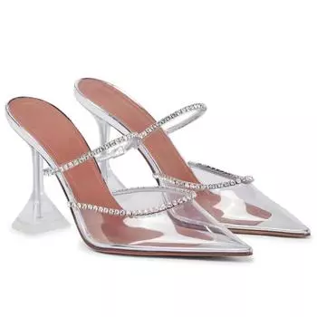 Женская обувь в стиле полудраг, верхняя одежда, модные атласные туфли на каблуке со сверкающими стразами и бокалами для вина, тапочки Baotou 35