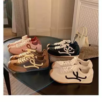 Женская обувь в стиле ретро с цветными блоками. Универсальная повседневная спортивная обувь для бега. 35 чёрный